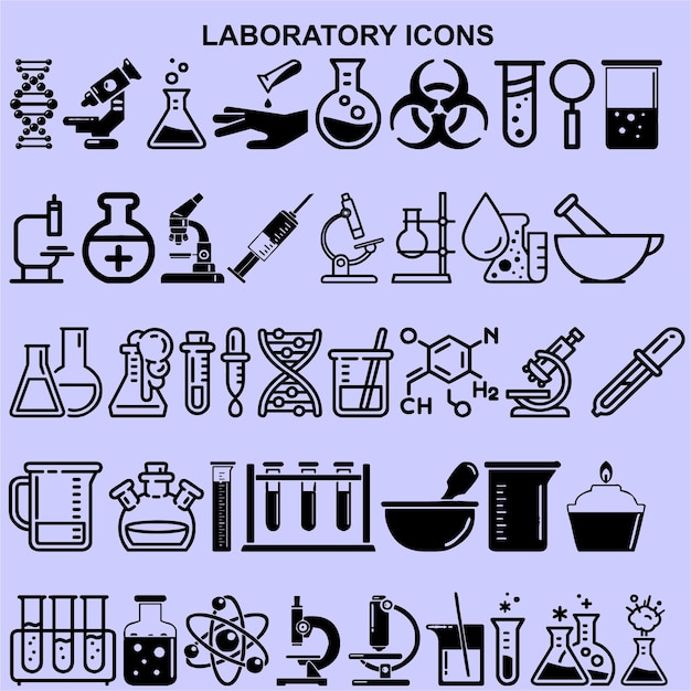 Vector conjunto de vectores de íconos de laboratorio