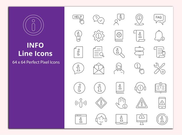 Conjunto de vectores de iconos de línea de información