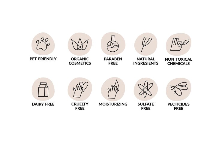 Conjunto de vectores iconos lineales logotipos o etiquetas para productos naturales y orgánicos símbolos de contorno