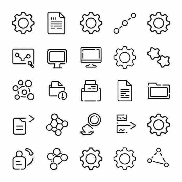 conjunto de vectores de iconos de líneas de flujo de trabajo