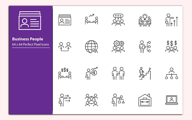 Conjunto de vectores de iconos de líneas de personas
