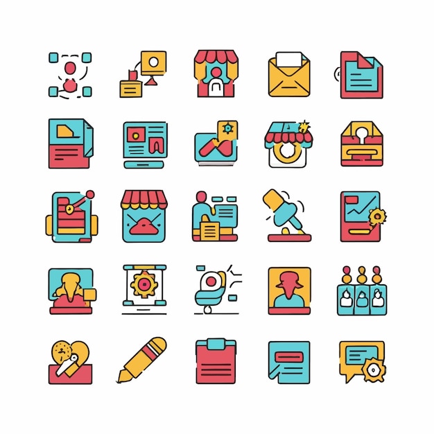 Conjunto de vectores de íconos de marketing