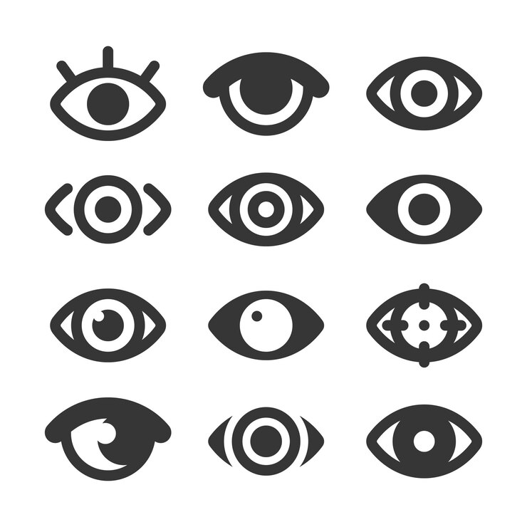 Conjunto de vectores de iconos de ojos Colección de ojos aislados