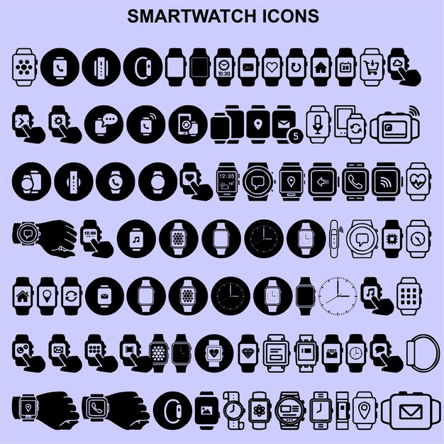 conjunto de vectores de iconos de reloj inteligente