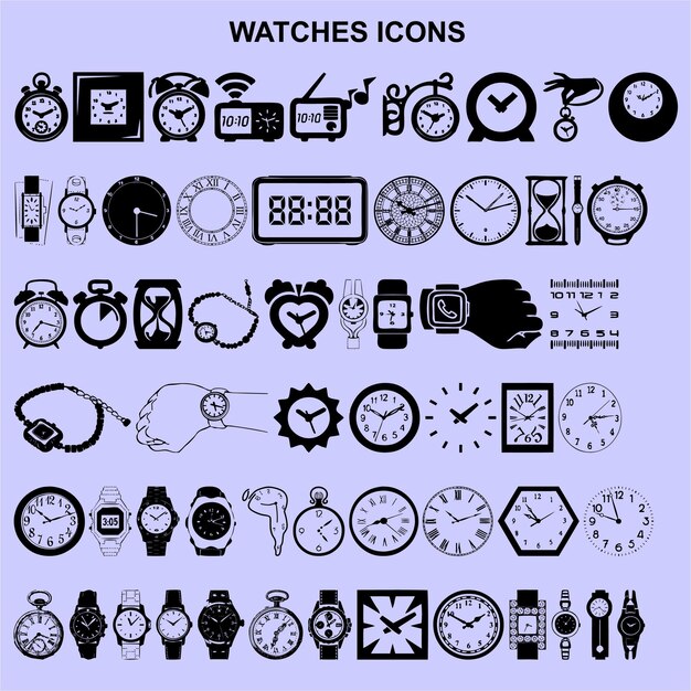conjunto de vectores de iconos de relojes