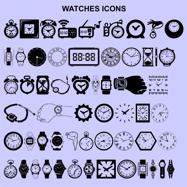 Conjunto de vectores de iconos de relojes