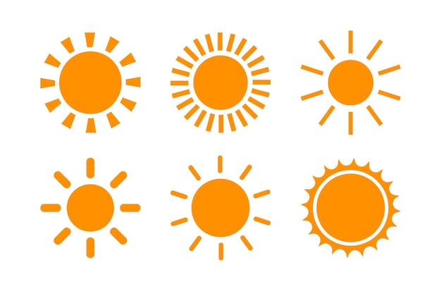 Conjunto de vectores de íconos del sol
