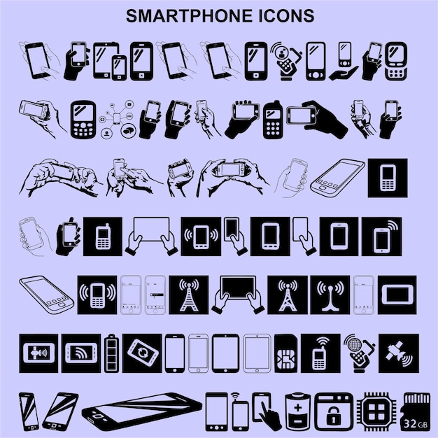 conjunto de vectores de iconos de teléfonos inteligentes