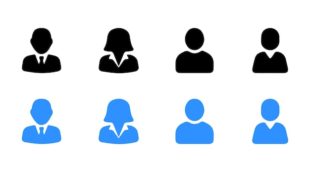 Conjunto de vectores de iconos de usuario Colección de siluetas de perfiles y personas