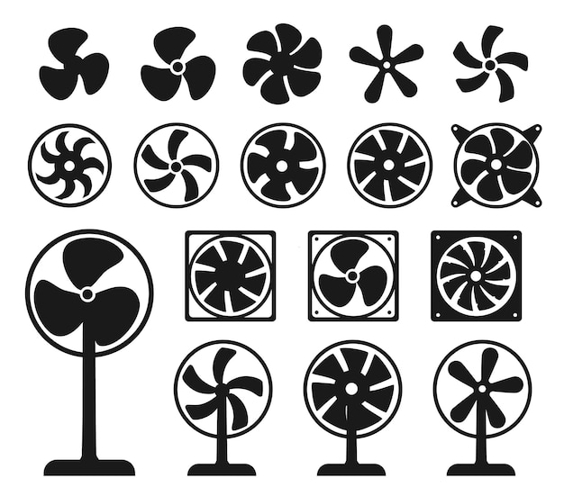 Conjunto de vectores de iconos de ventilador