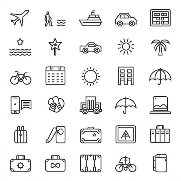 Conjunto de vectores de íconos de viaje