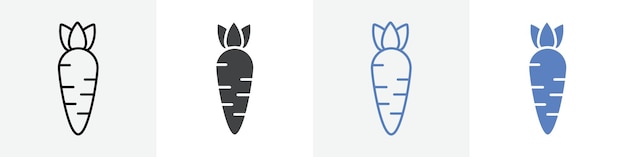 conjunto de vectores de iconos de zanahoria uso para la web