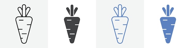 conjunto de vectores de iconos de zanahoria uso para la web