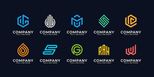 Conjunto de vectores de ideas de diseño de logotipo de empresa
