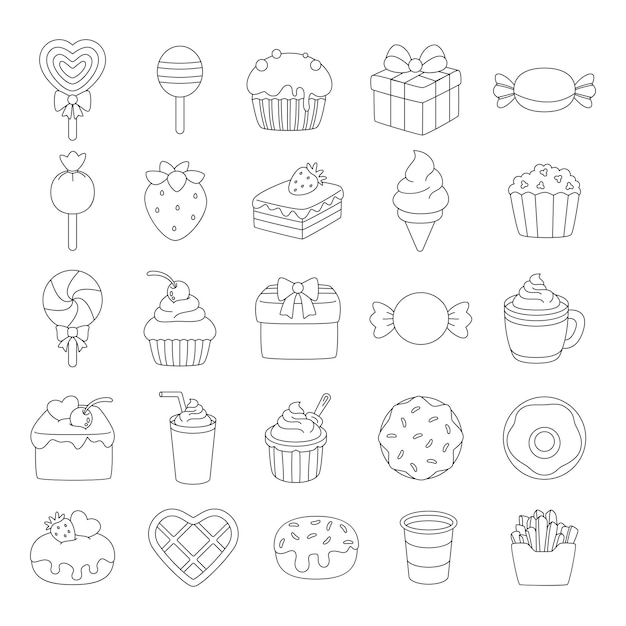 conjunto de vectores de ilustración de alimentos y bebidas