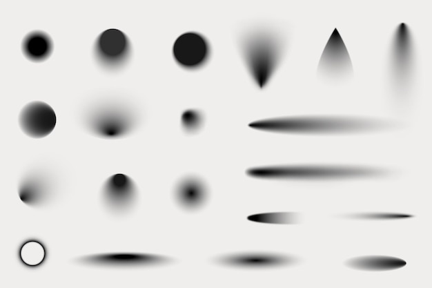 Conjunto de vectores de ilustración de formas de gradiente en escala de gris abstractas Conjunto De formas de gradientes en escala de grises abstractas en varios diseños Colección de vectorios de formas de degradados en escala de grieso abstractas