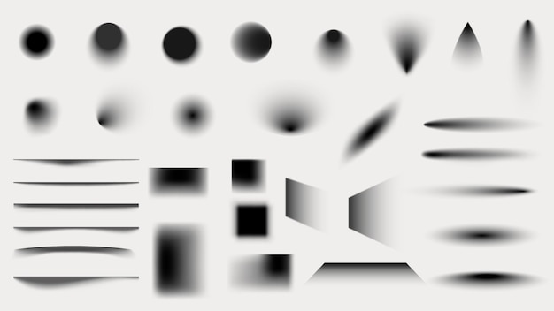 Conjunto de vectores de ilustración de formas de gradiente en escala de gris abstractas Conjunto De formas de gradientes en escala de grises abstractas en varios diseños Colección de vectorios de formas de degradados en escala de grieso abstractas