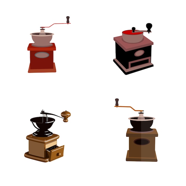 Vector conjunto de vectores de ilustración de molino de café las mejores imágenes prediseñadas de ilustración de molino de café colorido y aislado