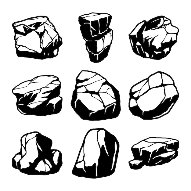 Vector conjunto de vectores de ilustración de roca y piedra