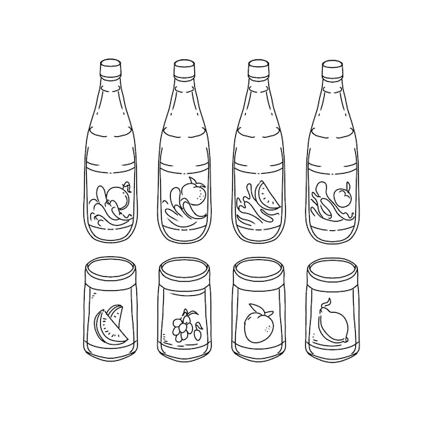 conjunto de vectores de ilustraciones de fideos dibujados a mano de soda