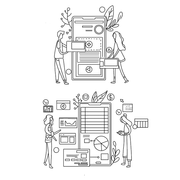 conjunto de vectores de ilustraciones de garabatos dibujados a mano en redes sociales e internet