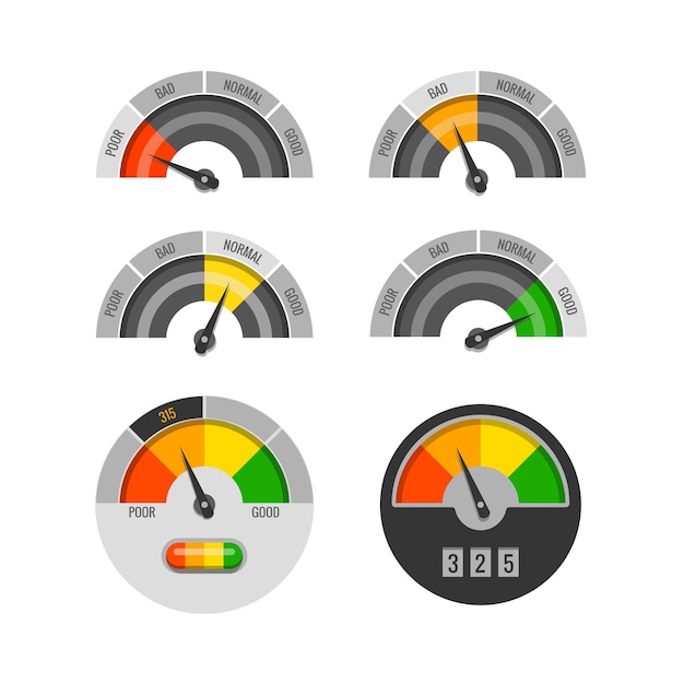 Conjunto de vectores indicadores de puntaje de crédito