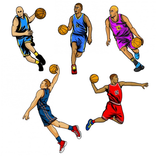 Conjunto de vectores de jugador de baloncesto