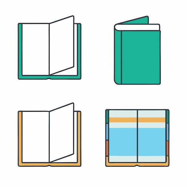 Conjunto de vectores de libros minimalistas para temas educativos