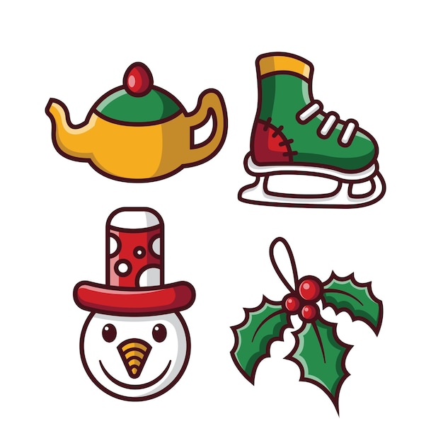 conjunto de vectores de lindos elementos de diseño de navidad vector