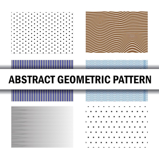 Conjunto de vectores de líneas geométricas abstractas y patrones de medio tono