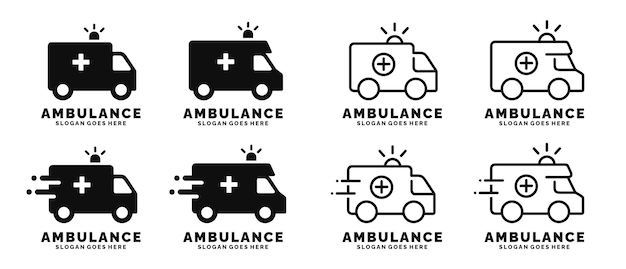 Conjunto de vectores logotipo de ambulancia