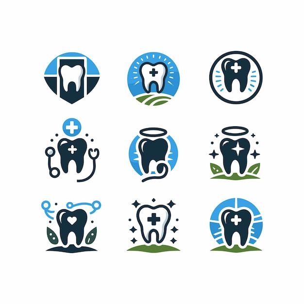 Vector conjunto de vectores de logotipo dental