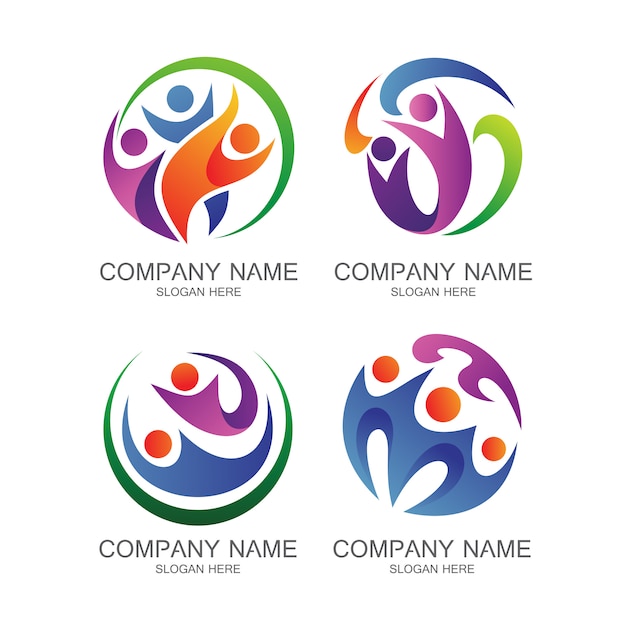 Conjunto de vectores de logotipo de salud de personas
