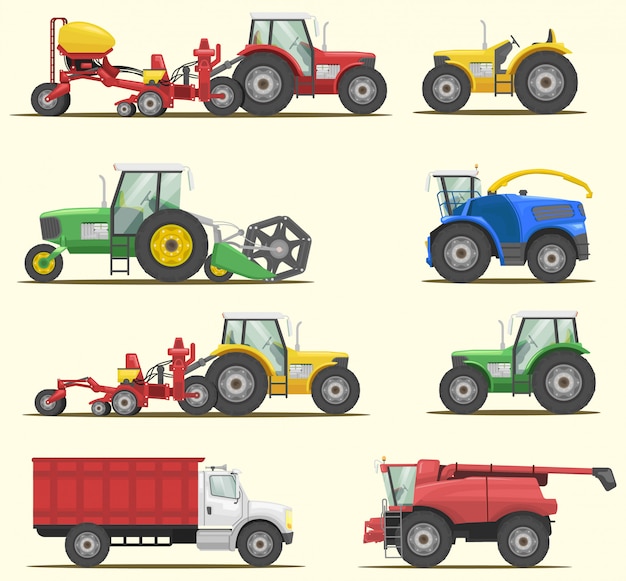 Vector conjunto de vectores de maquinaria agrícola