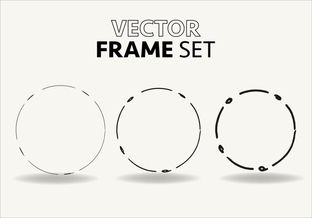 Vector conjunto de vectores de marco de boceto de círculos dibujados a mano rondas círculos de línea de garabato ilustraciones vectoriales