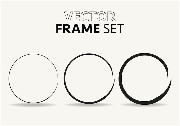 Conjunto de vectores de marco de boceto de círculos dibujados a mano Rondas círculos de línea de garabato Ilustraciones vectoriales