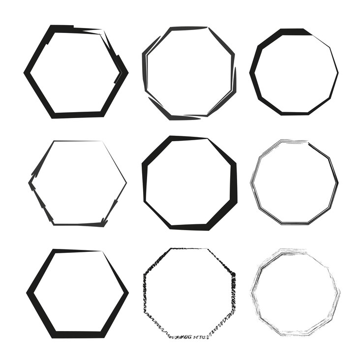 Vector conjunto de vectores de marcos octogonales variados varios diseños de bordes de ocho lados poligonal geométrico