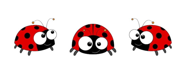 Vector conjunto de vectores de mariquita insectos divertidos dibujos animados