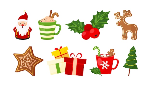 Conjunto de vectores de Navidad Colección de elementos de decoración de año nuevo Invierno ho