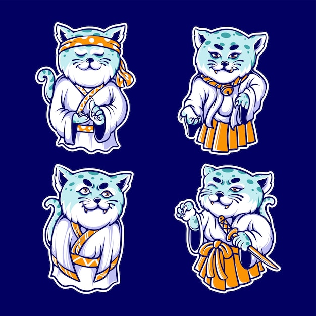 conjunto de vectores neko lindo japonés