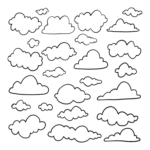 Vector conjunto de vectores de nubes dibujados a mano