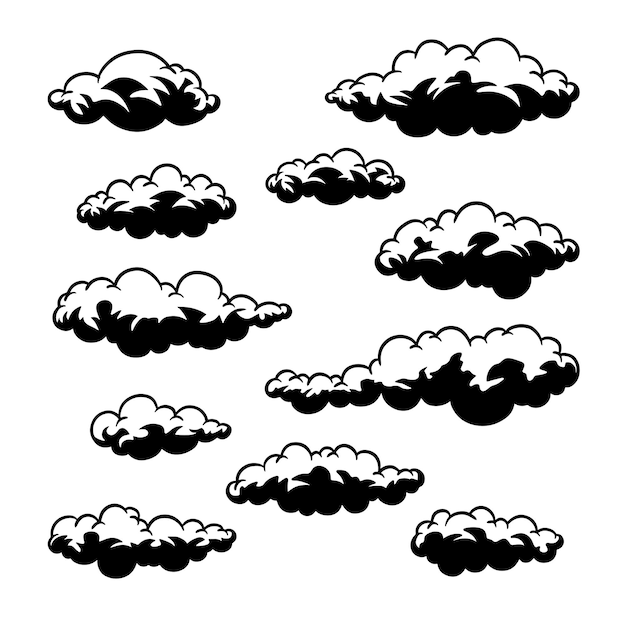 Vector conjunto de vectores de nubes dibujados a mano