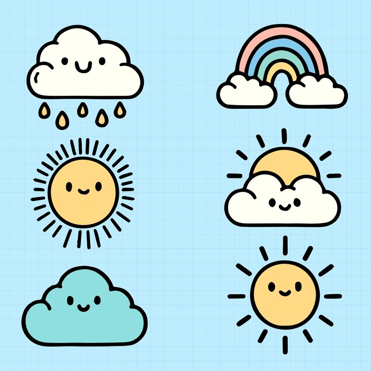 Conjunto de vectores de nubes y sol