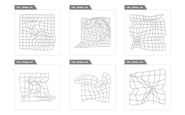 Conjunto de vectores de objetos de estilo y2k gran colección de símbolos geométricos gráficos abstractos objetos en estilo y2k