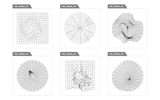 Vector conjunto de vectores de objetos de estilo y2k gran colección de símbolos geométricos gráficos abstractos plantillas para carteles de notas