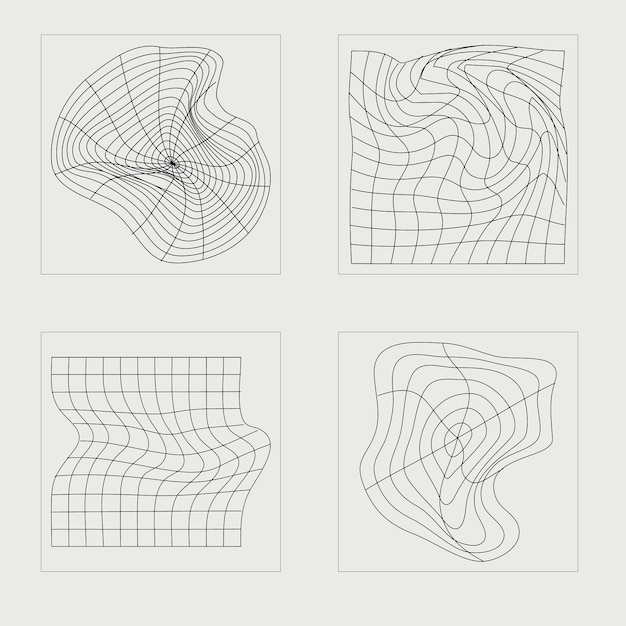 Conjunto de vectores de objetos de estilo Y2K Gran colección de símbolos geométricos gráficos abstractos Plantillas para carteles de notas