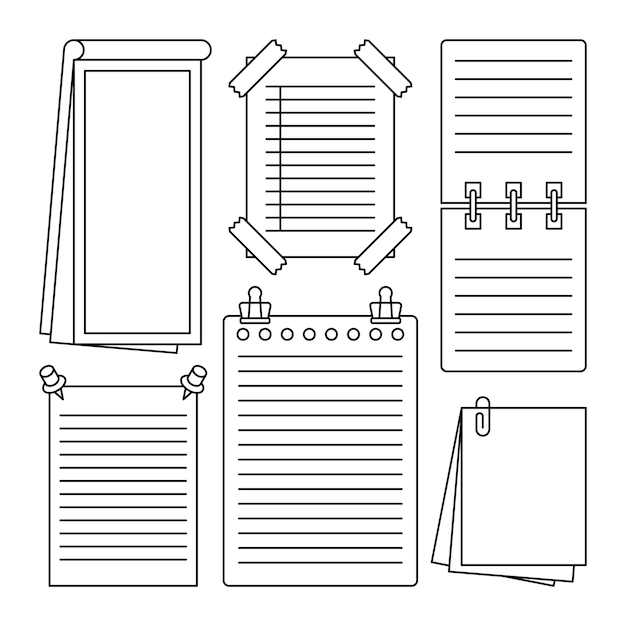 conjunto de vectores de papel de nota