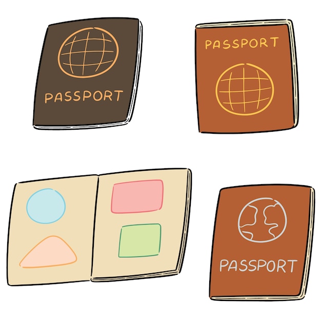 Vector conjunto de vectores de pasaporte