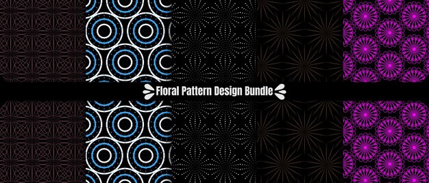 Conjunto de vectores de patrones negros y blancos sin costuras Diseño creativo patrones de colores negros y diferentes