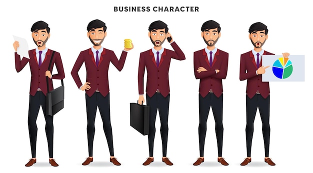 Conjunto de vectores de personajes de hombre de negocios